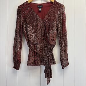 Enfocus Studio Women's Floral Boho Peasant Top Size L Feminine Romantic‎ Soft